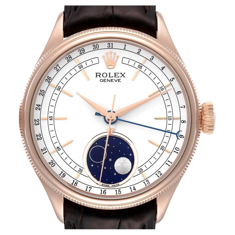 Rolex Cellini Moonphase White Dial Rose Gold Mens Watch 50535