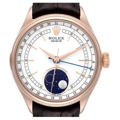 Rolex Cellini Moonphase White Dial Rose Gold Mens Watch 50535
