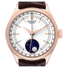 Used Rolex Cellini Moonphase White Dial Rose Gold Mens Watch 50535