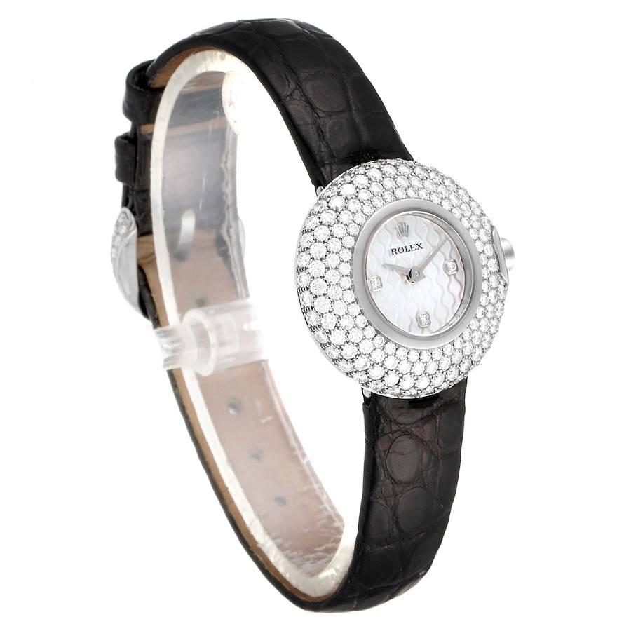 Rolex Cellini Orchidee Weißgold Diamant Damenuhr 6201 im Zustand „Hervorragend“ im Angebot in Atlanta, GA