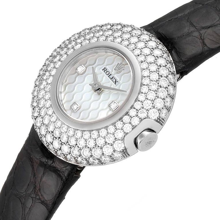 Rolex Cellini Orchid White Gold Diamond Ladies Watch 6201 For Sale 1