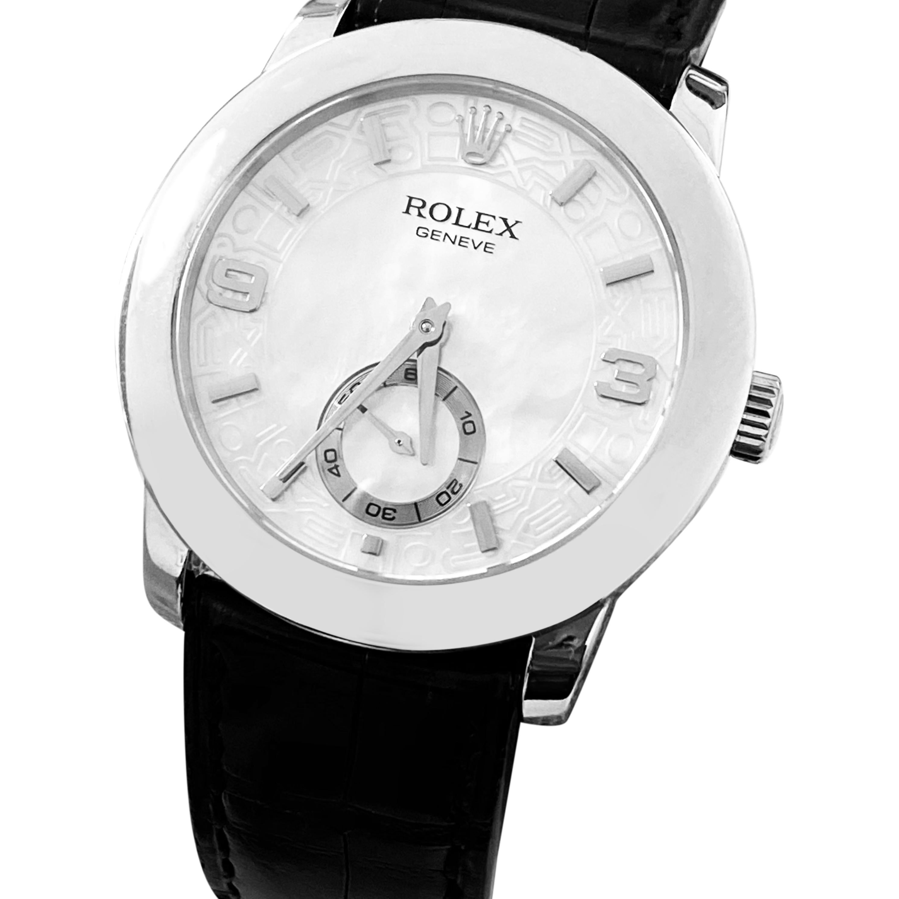 Rolex Cellini Platinum Herrenuhr 5240 Perlmutt-Zifferblatt (Moderne)