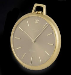 Rolex Cellini Pocket Watch Yellow Gold Bronze Dial 3718 Manual Wind Pocket Watch