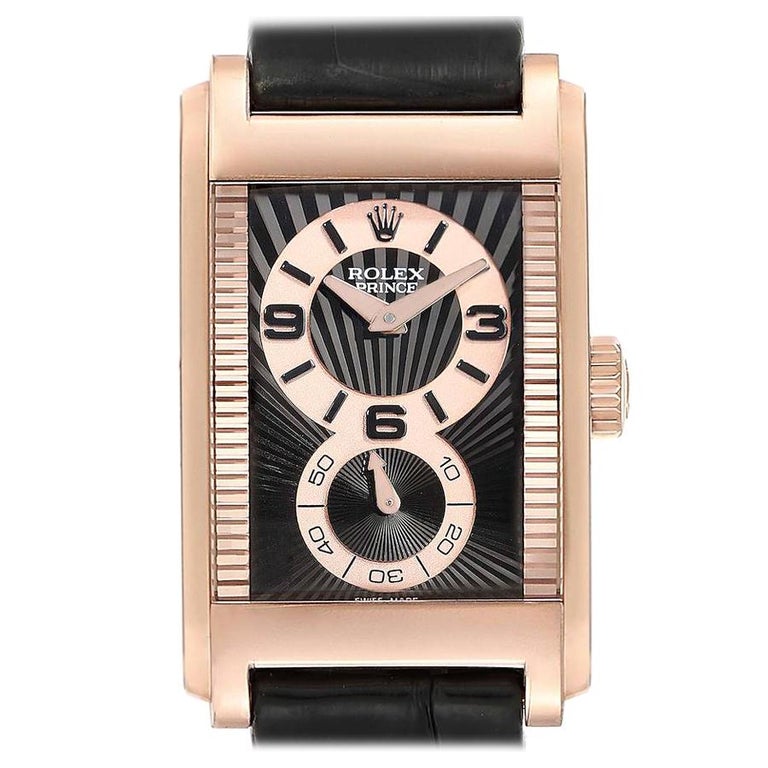 Rolex Cellini Prince 18 Karat Rose Gold Black Dial Men's Watch 5442 For  Sale at 1stDibs | rolex prince price, rolex cellini prince caseback