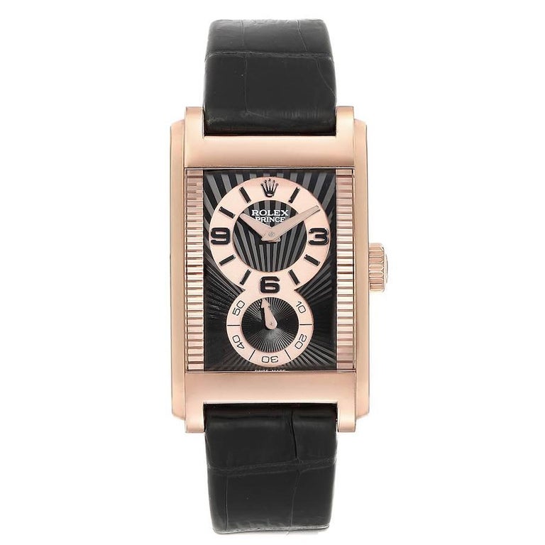 Rolex Cellini Prince 18 Karat Rose Gold Black Dial Men's Watch 5442 For  Sale at 1stDibs