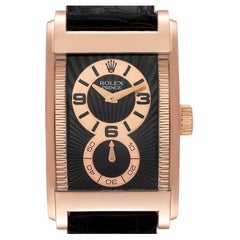 Rolex Cellini Prince 18K Rose Gold Black Dial Mens Watch 5442