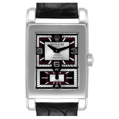 Rolex Cellini Prince Black Dial 18K White Gold Mens Watch 5443