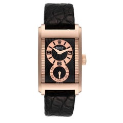 Rolex Cellini Prince Everose Gold Black Dial Mens Watch 5442