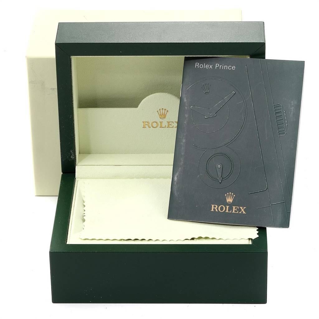 Rolex Cellini Prince White Gold Silver Dial Black Strap Men’s Watch 5441 For Sale 5