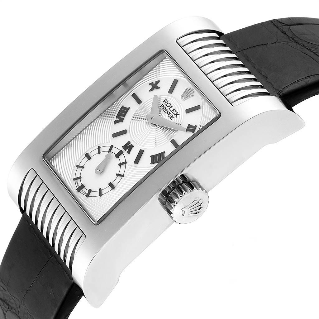 Men's Rolex Cellini Prince White Gold Silver Dial Black Strap Men’s Watch 5441 For Sale