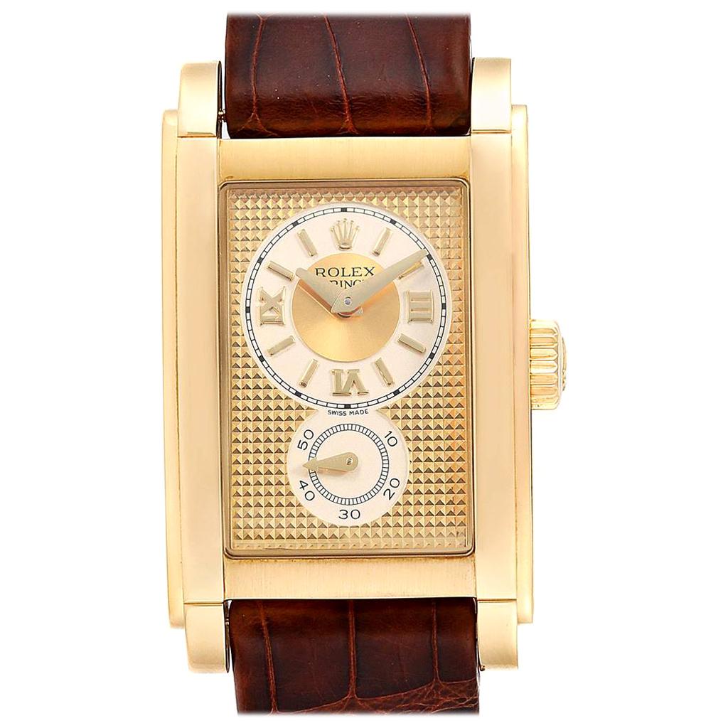 Rolex Cellini Prince Yellow Gold Champagne Dial Men's Watch 5440 Box For Sale