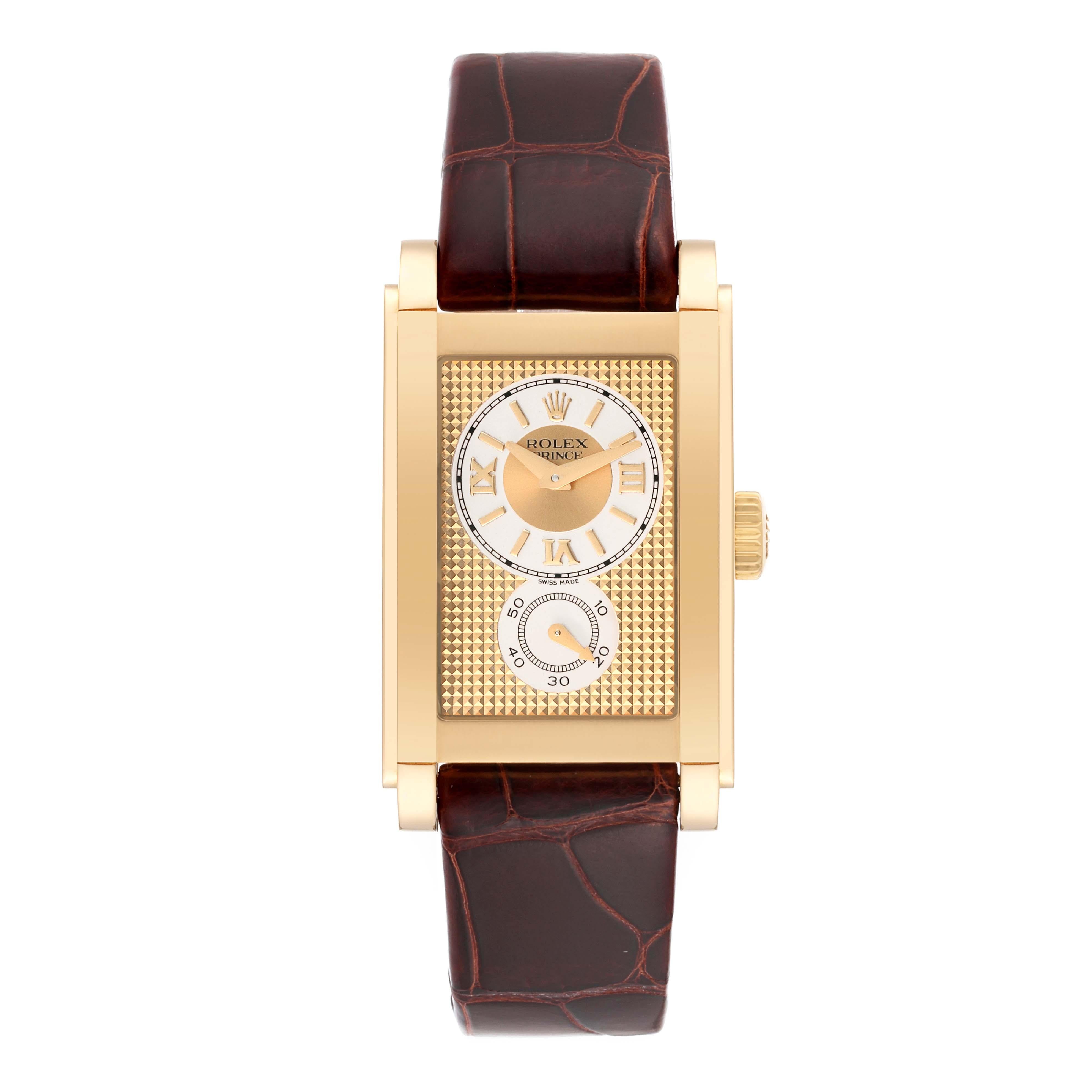 Rolex Cellini Prince Yellow Gold Champagne Roman Dial Mens Watch 5440 Box Card 4