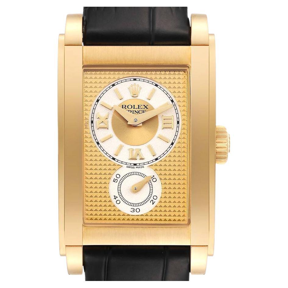 Rolex Cellini Prince Yellow Gold Champagne Roman Dial Mens Watch 5440