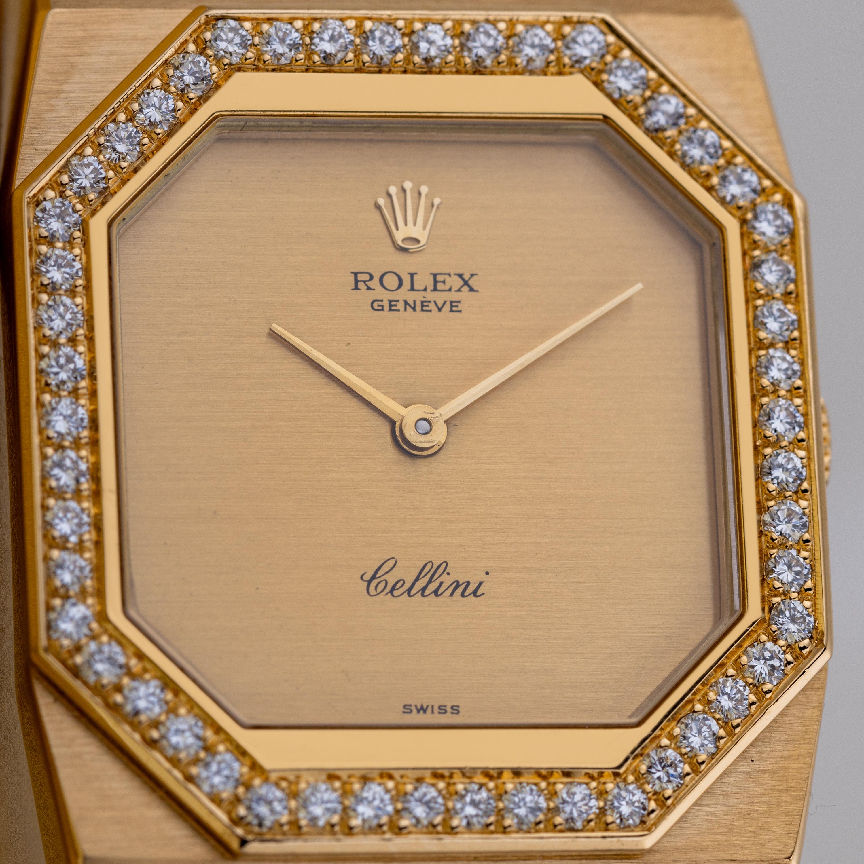 Rolex Cellini  REF. 1650  Diamond Bezel  Gold Dial  1981  18k Yellow Gold For Sale 2