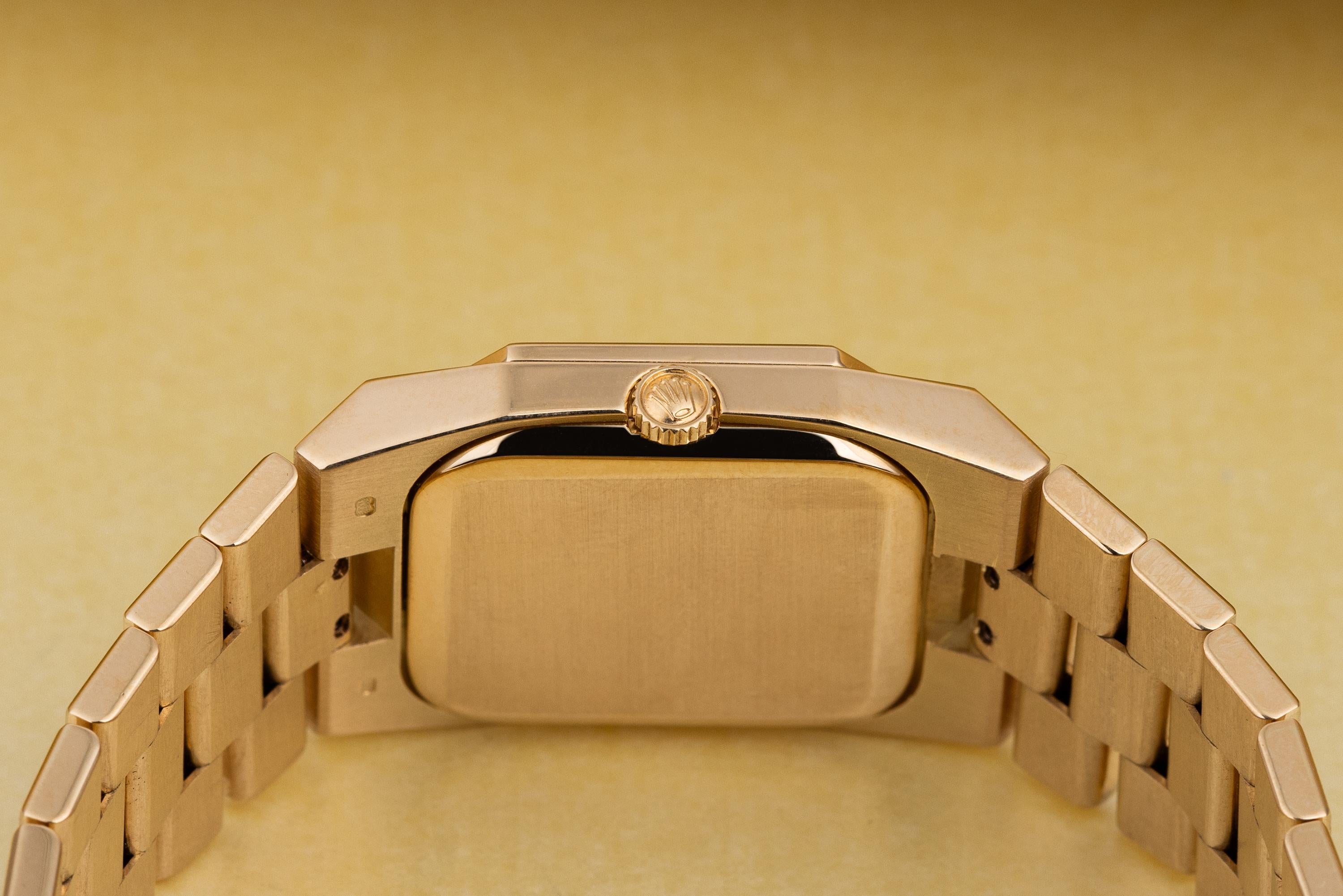 Brilliant Cut Rolex Cellini  REF. 1650  Diamond Bezel  Gold Dial  1981  18k Yellow Gold For Sale