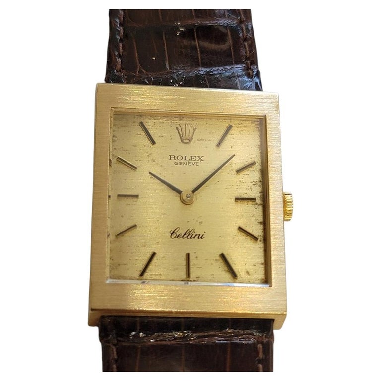 vintage rolex cellini 18k solid gold dress watch Rolex Cellini Ref 4014 18k Gold 1970s Mens Midsize 23mm x 30mm Dress Watch  RA730