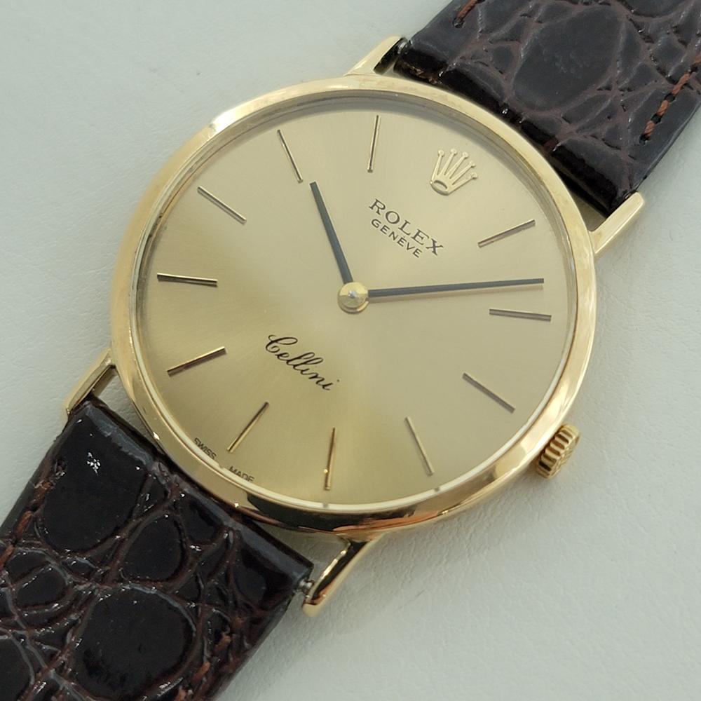 Rolex Cellini Ref 4309 Geneve 32mm 18k Oro Solido Uomo Vento Manuale 1970 RJC211 in vendita 1