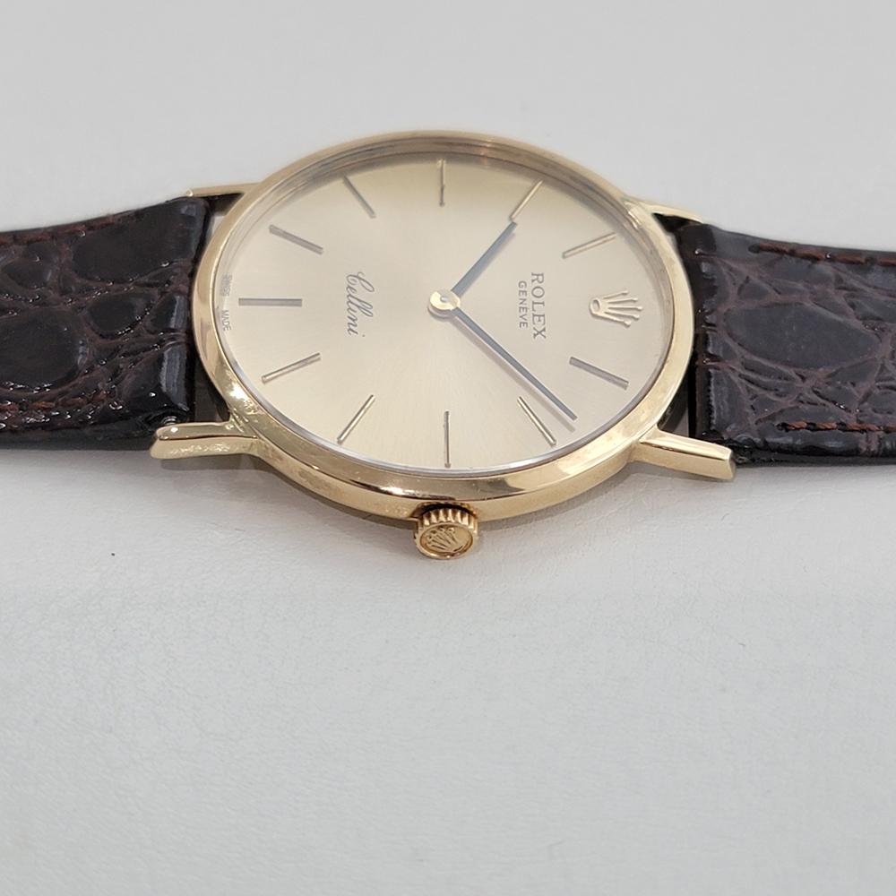 Rolex Cellini Ref 4309 Geneve 32mm 18k Oro Solido Uomo Vento Manuale 1970 RJC211 in vendita 2