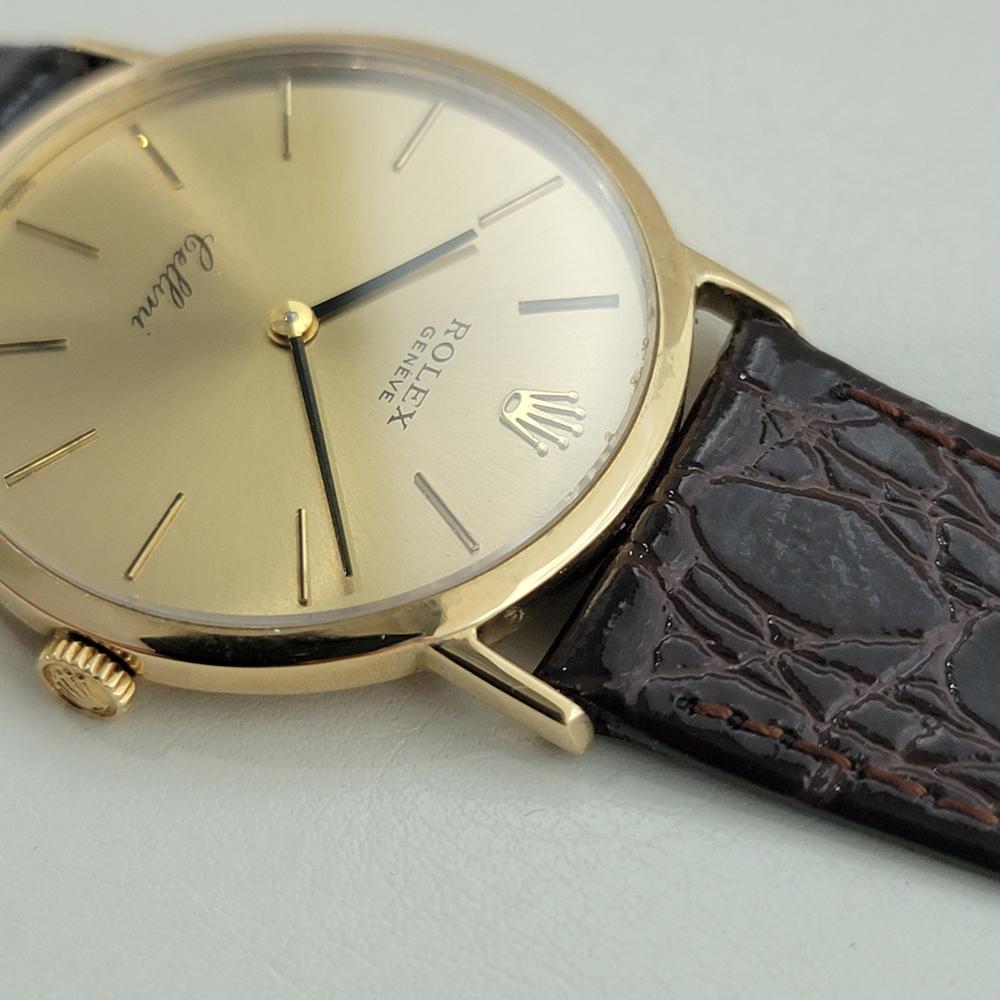 Rolex Cellini Ref 4309 Geneve 32mm 18k Oro Solido Uomo Vento Manuale 1970 RJC211 in vendita 3