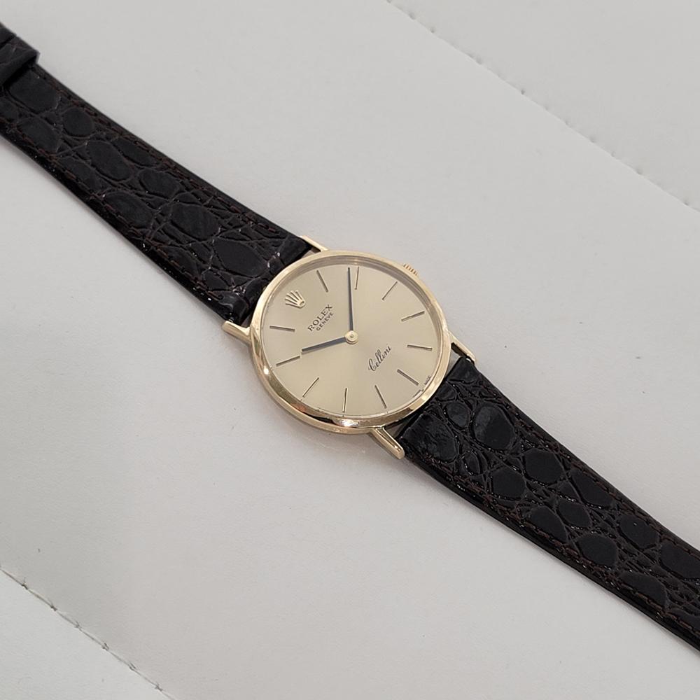 Rolex Cellini Ref 4309 Geneve 32mm 18k Oro Solido Uomo Vento Manuale 1970 RJC211 in vendita 4