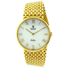 Rolex Cellini Ref. 5042 18 Karat Yellow Gold White Dial Watch, Box and Papers