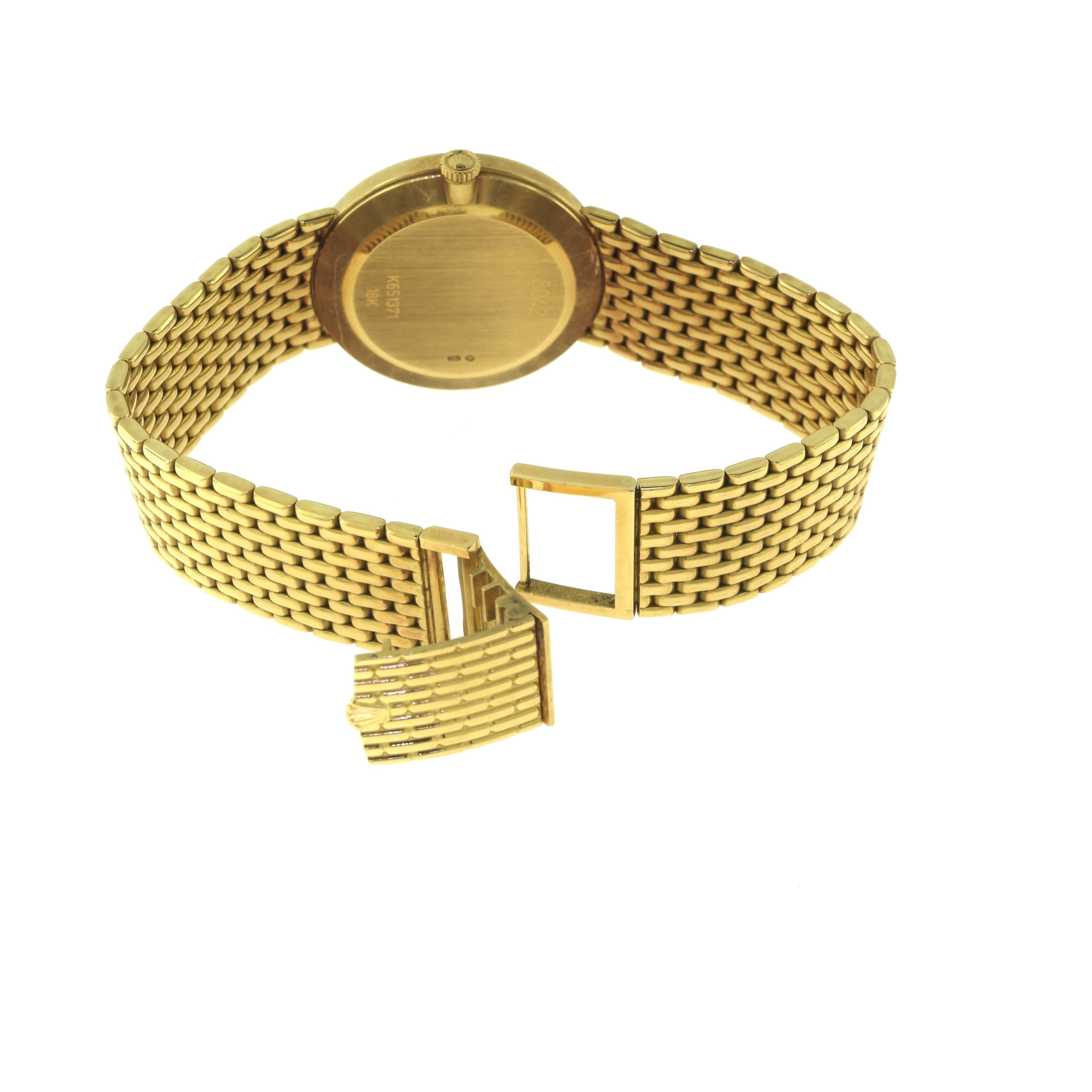 Rolex Cellini Ref. 5042 18 Karat Yellow Gold White Dial Watch, Box and Papers In Excellent Condition For Sale In Miami, FL