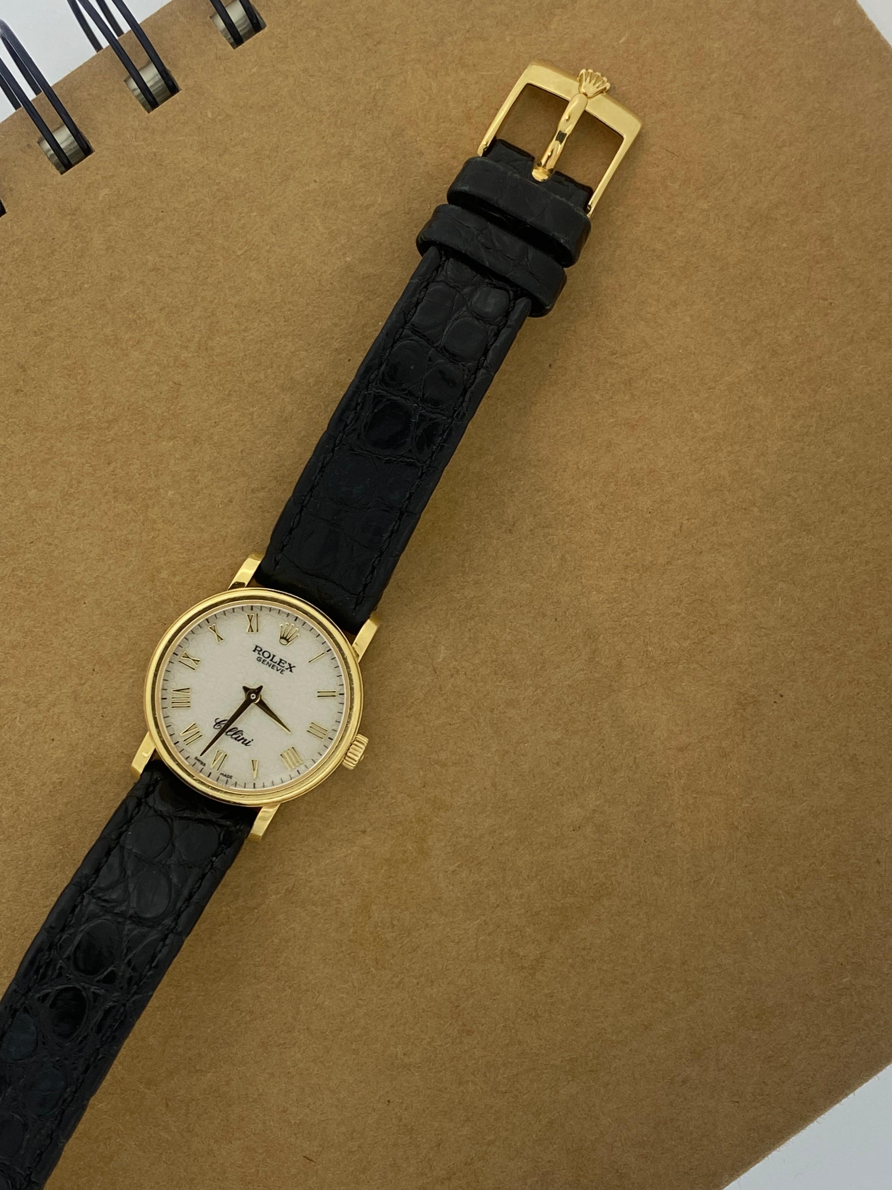 Rolex Cellini ref 6110 18K Gold Jubilee Dial Ladies' Watch. Rolex Buckle & Strap 3