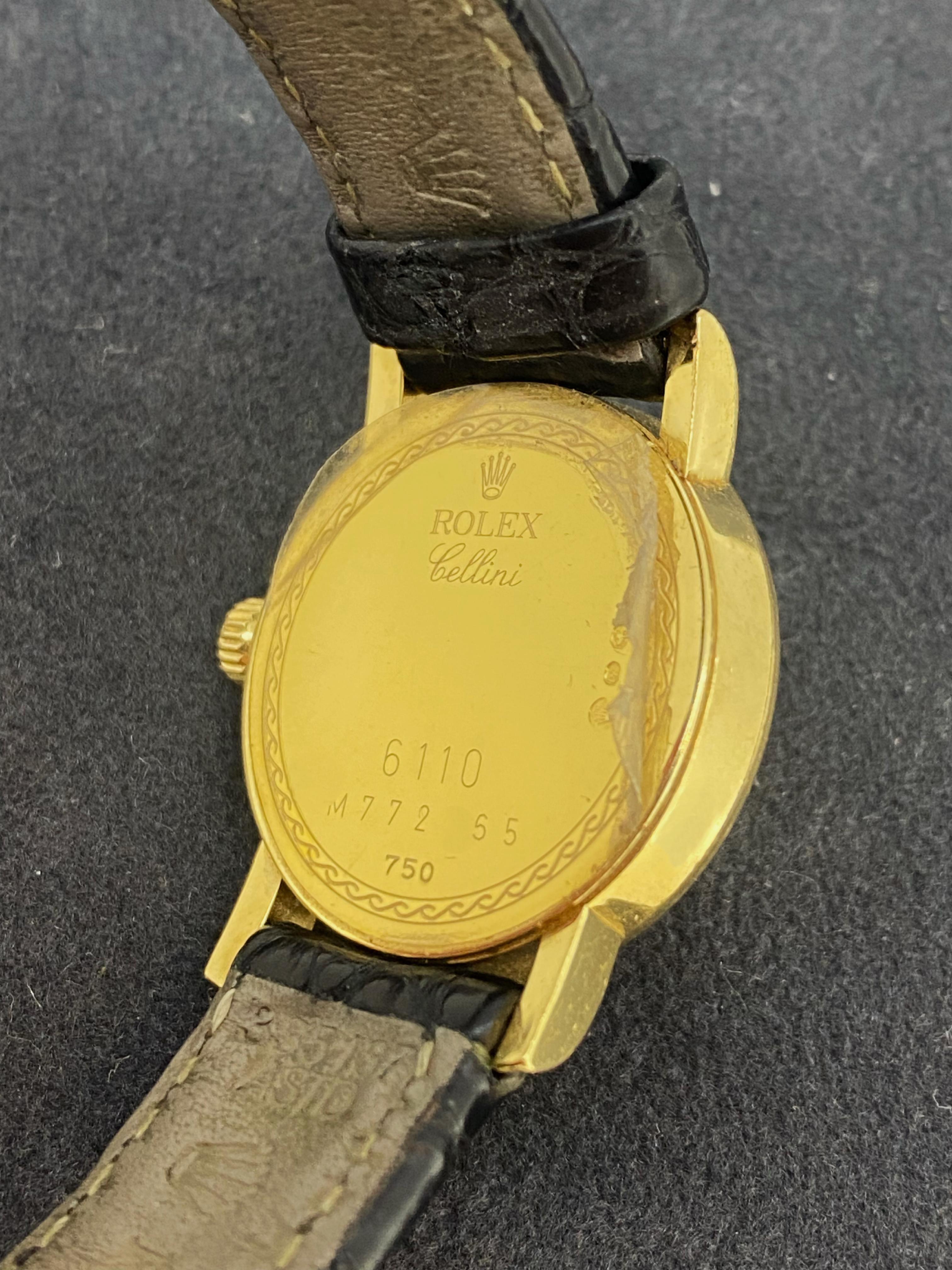 Rolex Cellini ref 6110 18K Gold Jubilee Dial Ladies' Watch. Rolex Buckle & Strap In Excellent Condition In MELBOURNE, AU