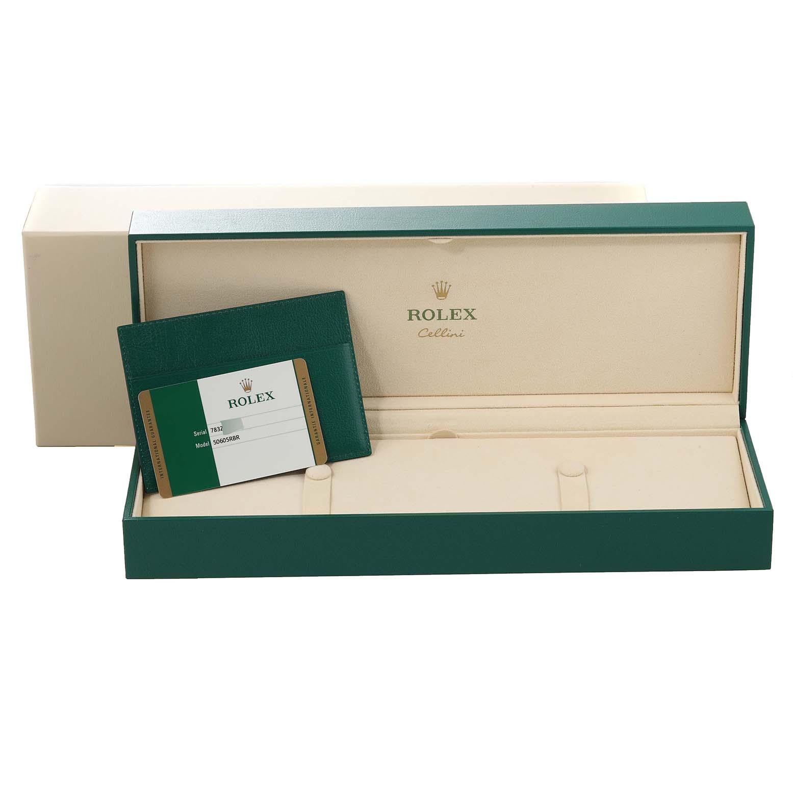 Rolex Cellini Time Roségold Schwarzes Zifferblatt Diamant Herrenuhr 50605 Box Card im Angebot 9