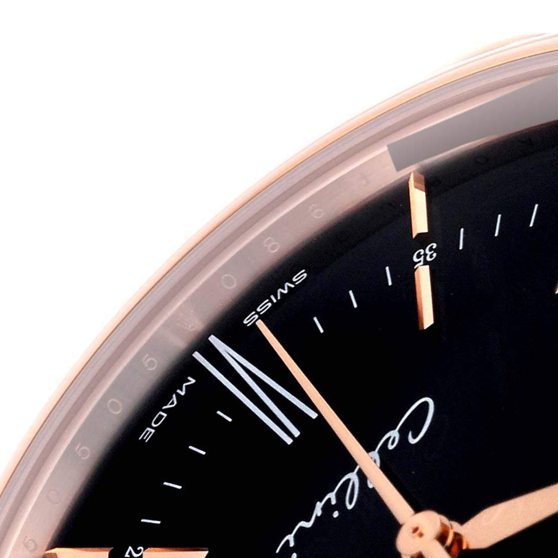Rolex Cellini Time Rose Gold Schwarzes Zifferblatt Herrenuhr 50505 Karte. Automatisches Uhrwerk mit Selbstaufzug. Offiziell zertifizierter Schweizer Chronometer (COSC). Paramagnetische blaue Parachrom-Spirale. Bidirektionaler Automatikaufzug über