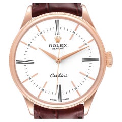 Rolex Cellini Time Weißes Zifferblatt EveRose Gold Herrenuhr 50505 Box Card