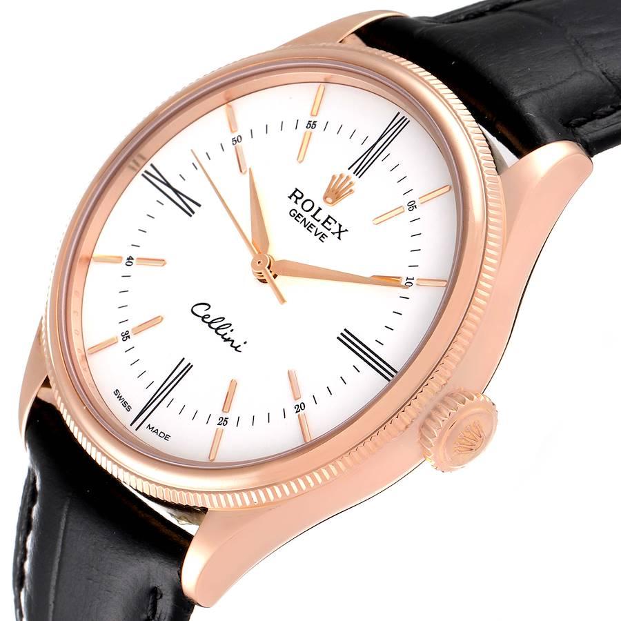 Rolex Cellini Time Weißes Zifferblatt EveRose Gold Herrenuhr 50505 im Angebot 2