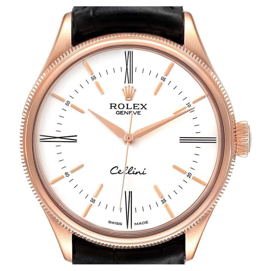 Rolex Cellini Time White Dial EveRose Gold Mens Watch 50505 For Sale