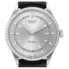 Rolex Cellini Time White Gold Diamond Automatic Mens Watch 50709 Box Card