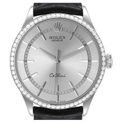 Rolex Cellini Time White Gold Diamond Automatic Mens Watch 50709 Box Card