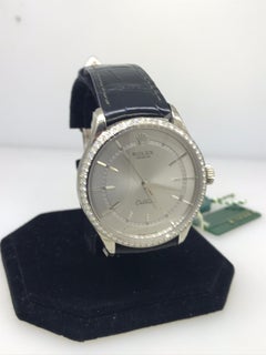 Rolex Cellini Time White Gold Diamond Bezel Rhodium Dial Mens Watch 50709RBR New