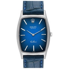 Rolex Cellini White Gold Blue Vignette Dial Vintage Ladies Watch 3807