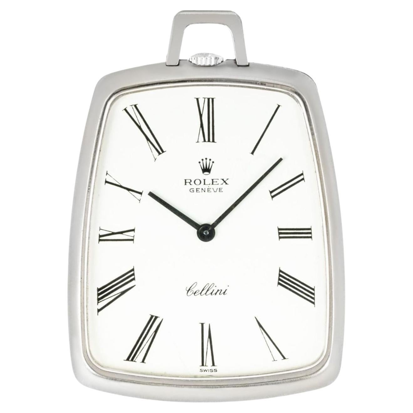Rolex Cellini White Gold Keyless Lever Dress Pocket Watch C1970 For Sale