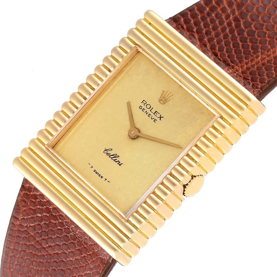 Rolex Cellini Yellow Gold Champagne Dial Vintage Mens Watch 4012 Papers In Good Condition For Sale In Atlanta, GA