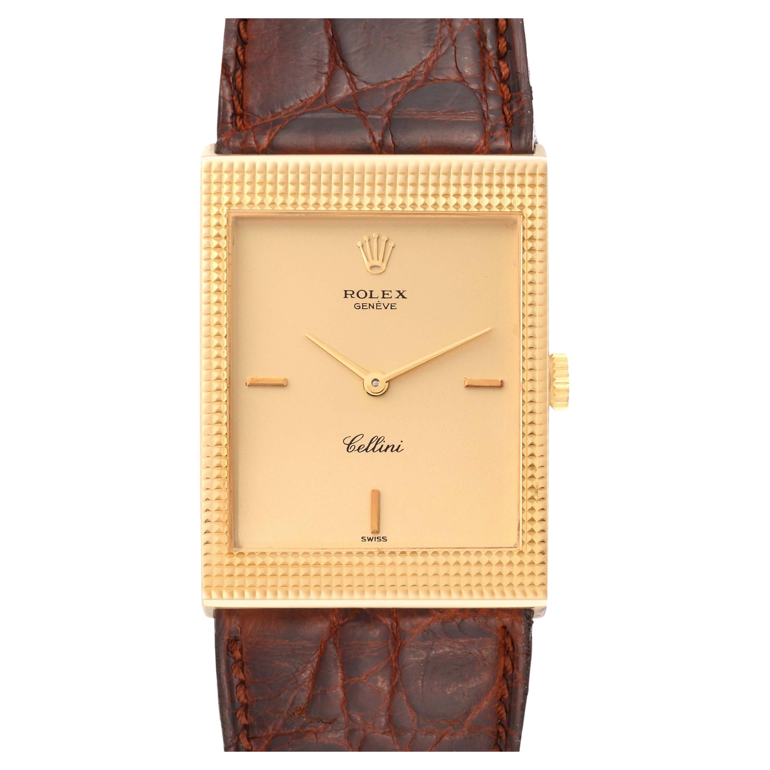 Rolex Cellini Yellow Gold Champagne Dial Vintage Mens Watch 4127