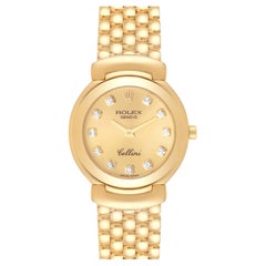 Rolex Cellini Yellow Gold Champagne Diamond Dial Ladies Watch 6621