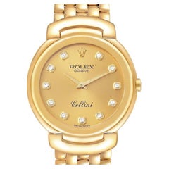 Vintage Rolex Cellini Yellow Gold Champagne Diamond Dial Mens Watch 6622