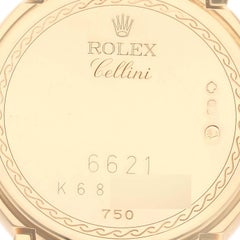 Rolex Cellini Yellow Gold White Diamond Dial Ladies Watch 6621