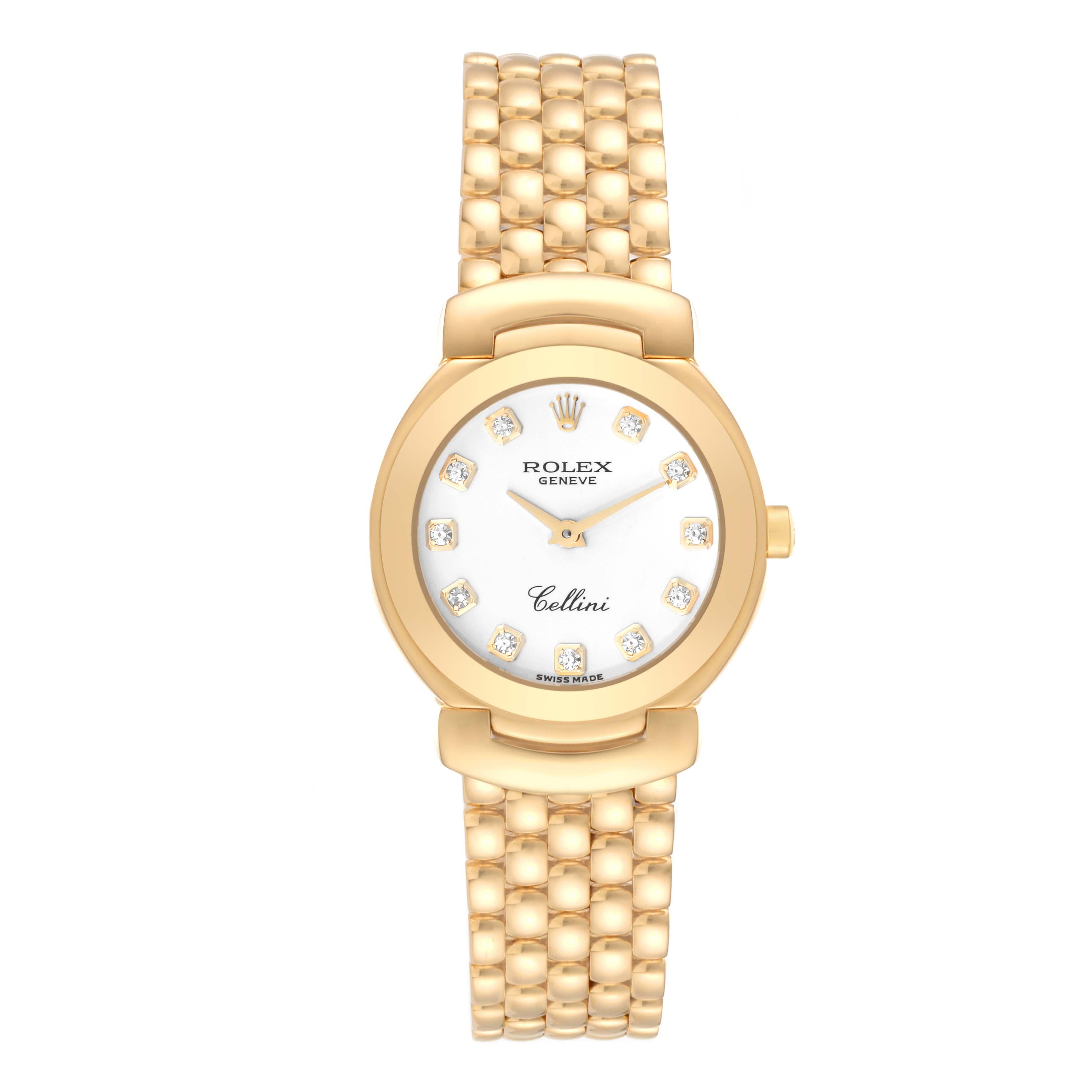 Rolex Cellini Yellow Gold White Diamond Dial Ladies Watch 6621 1