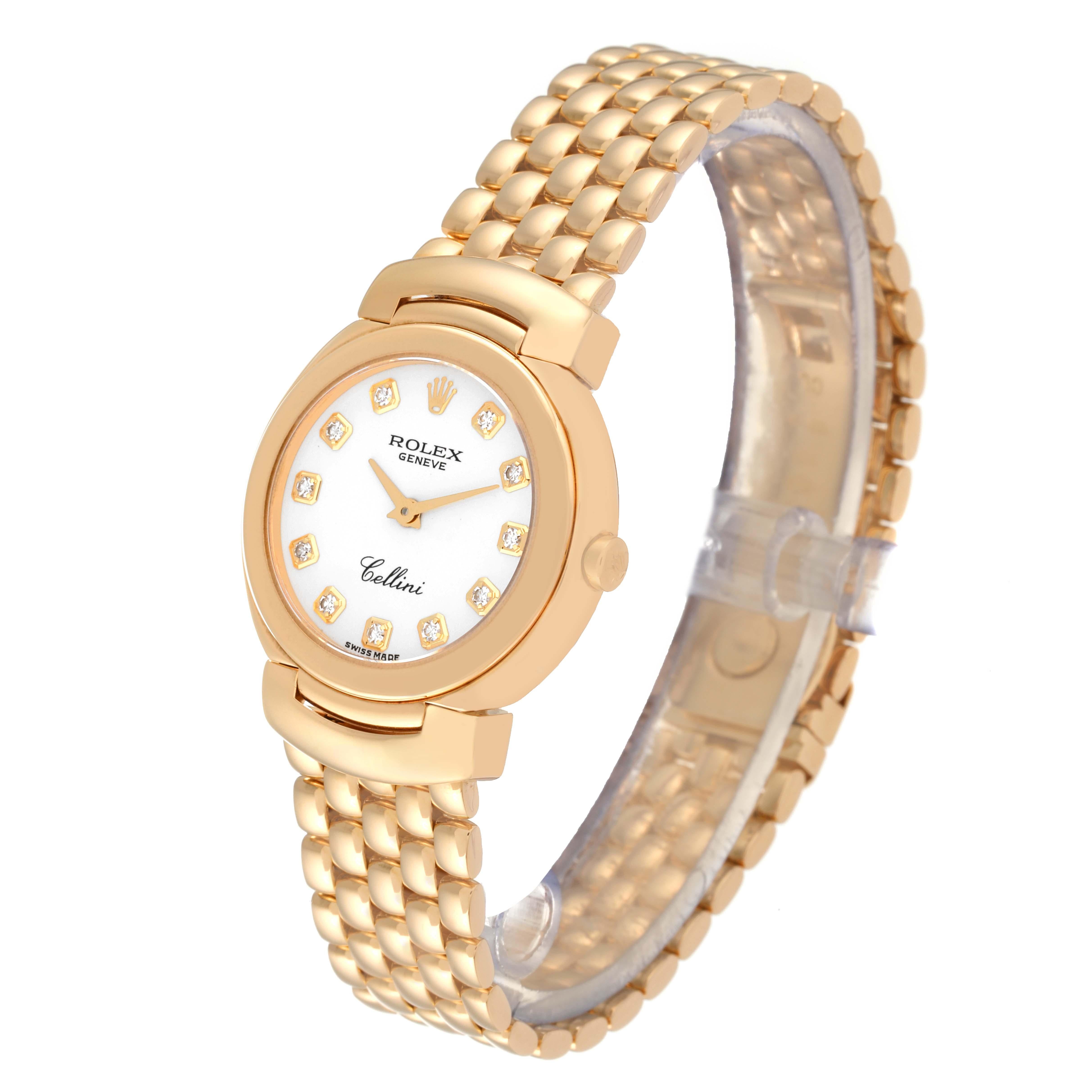 Rolex Cellini Yellow Gold White Diamond Dial Ladies Watch 6621 4