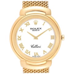 Rolex Cellini Yellow Gold White Roman Dial Men's Watch 6623