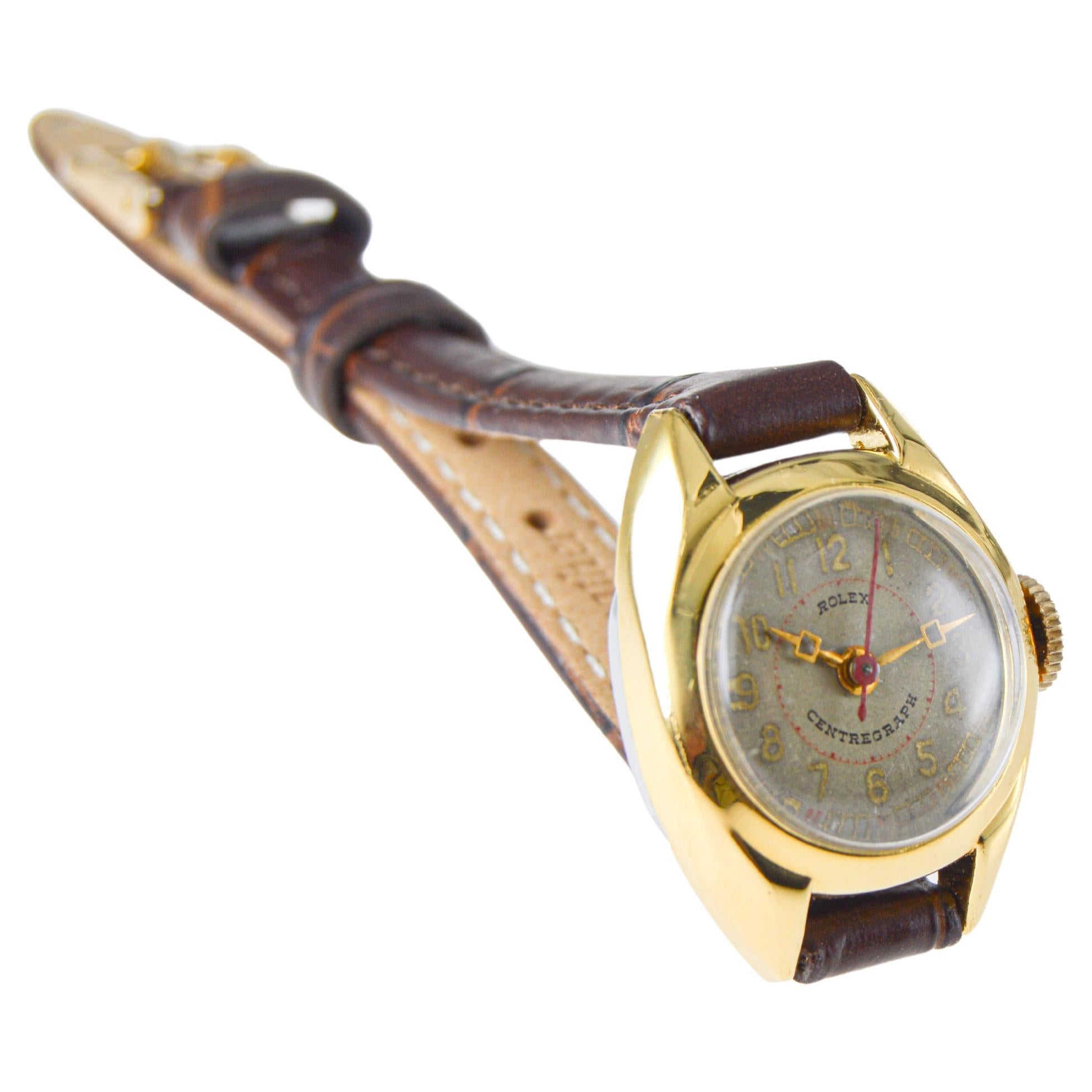 Rolex Centregraph Gold Filled Ladies Wrist Watch circa, 1940's 4