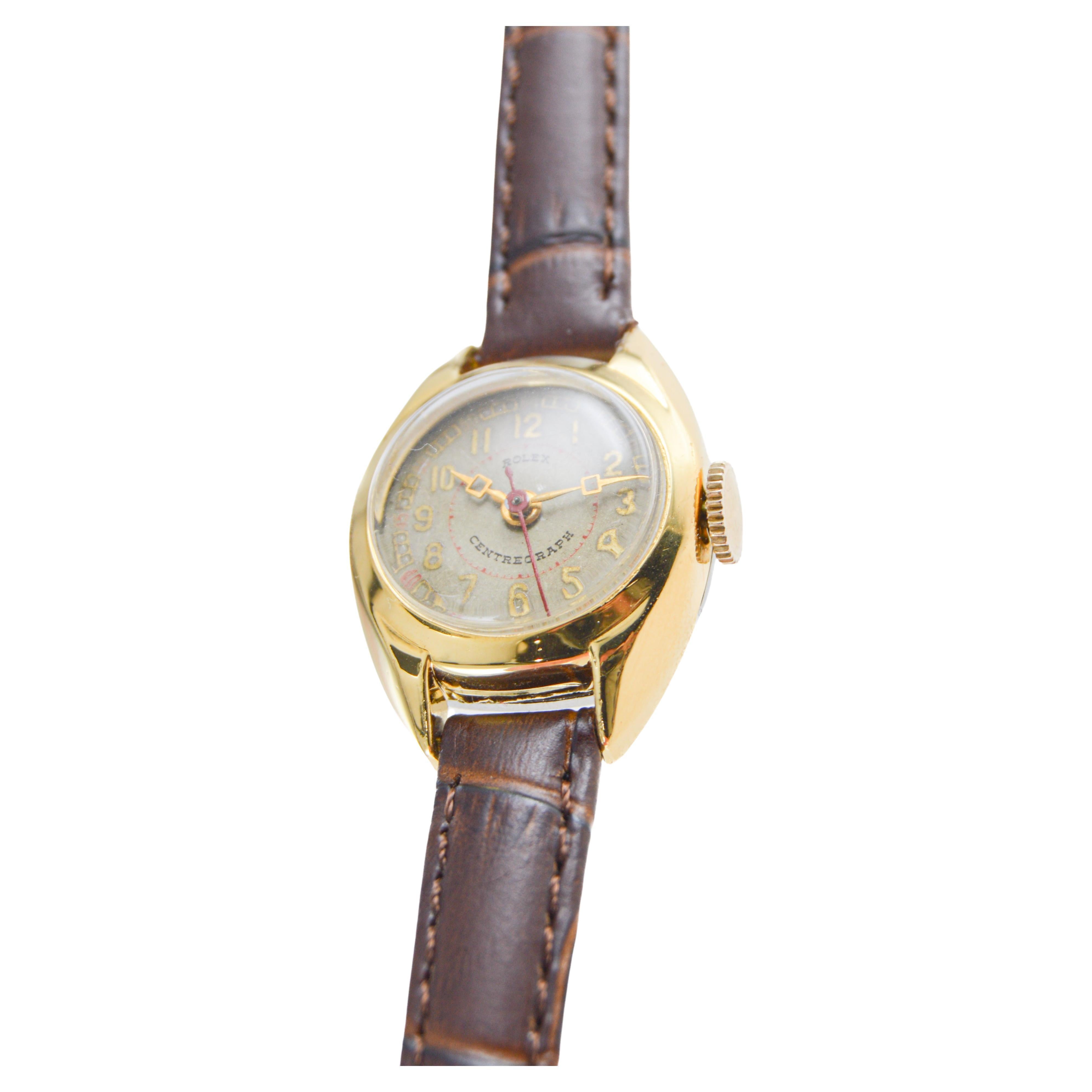 Rolex Centregraph Gold Filled Ladies Wrist Watch circa, 1940's 3