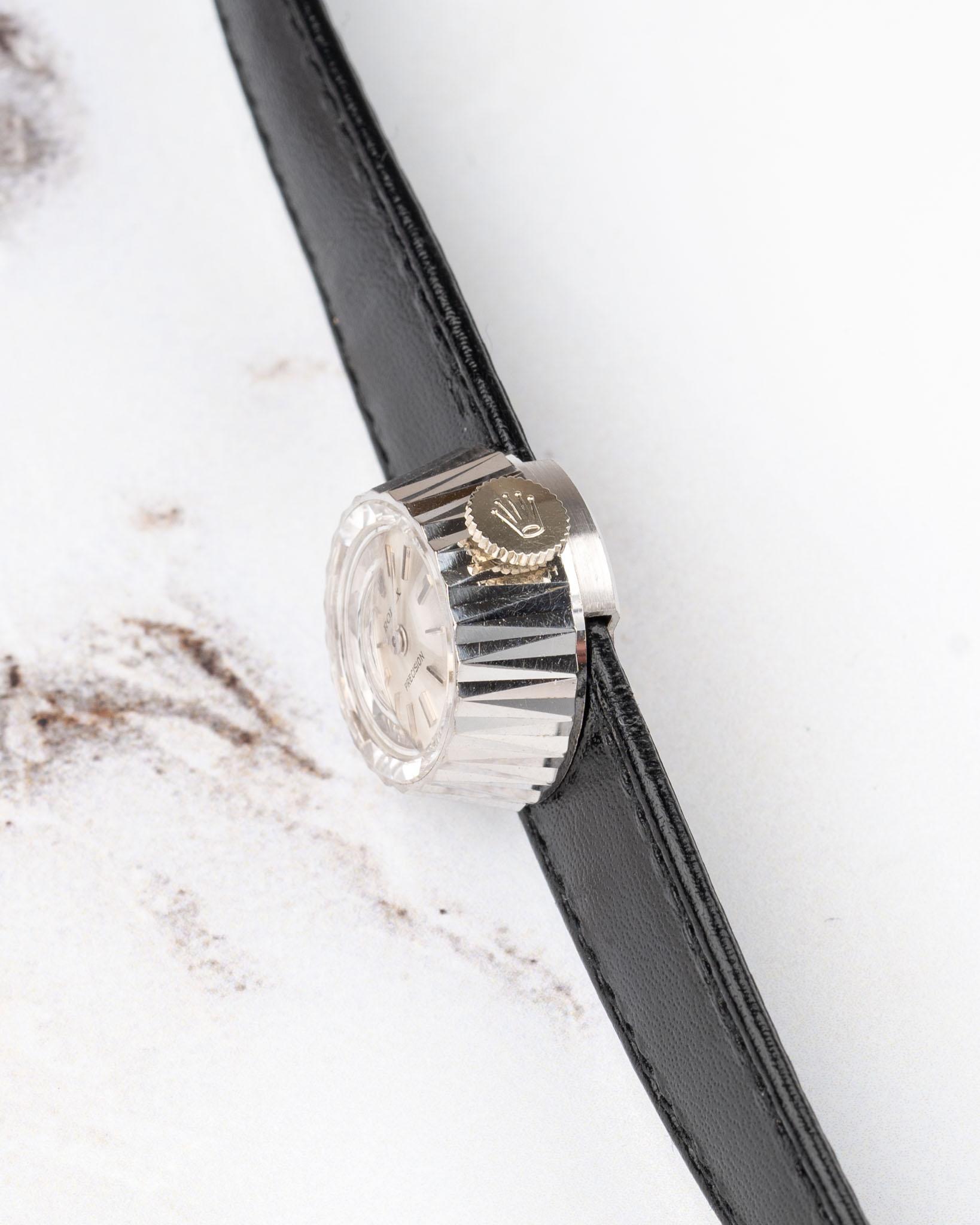 Rolex Chameleon 2027 Precision Fluted in oro bianco 18k anni '70 in vendita 3