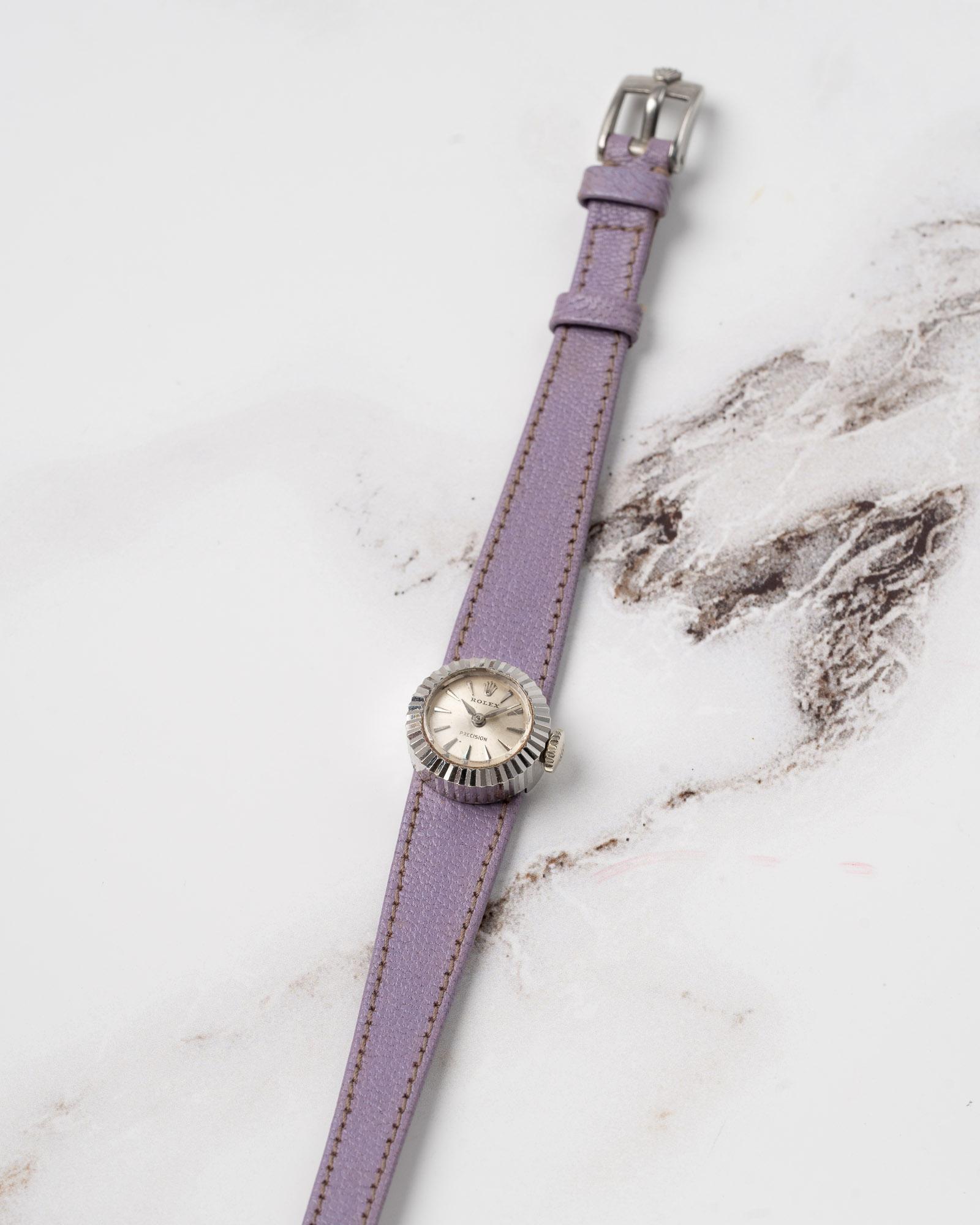 Rolex Chameleon 8788 Präzision 18k WG geriffelte Lünette 1962 im Angebot 3